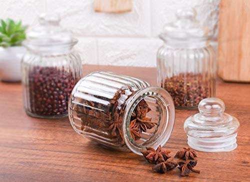ARUZEN® Glass Jar Container With Silicon Airtight Lid With Leak Proof Glass Storage Container For Jam,Coockie,Masala,Honey,Aachar,Sugar,Bean,Coffee,Cereal Jar Pop Jar 350 ML (12) 6