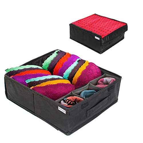 PrettyKrafts Fabric Lingerie Organizer | Bra Organiser | Undergarments Storage Box- Red 1