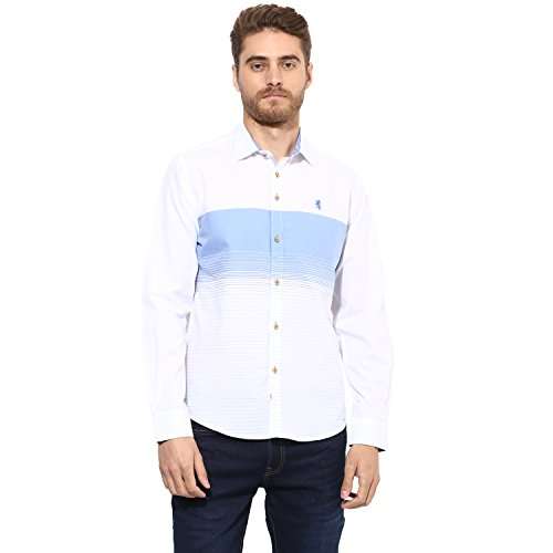 Red Tape Men's Striped Regular fit Casual Shirt (RSF8670A_Blue_XL