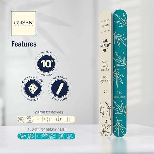 Onsen Professional Nail Buffer 2pk, Ultimate Shine Nail Buffing Block With 3 Way Buffing Methods, Smooth & Shine After Onsen Nail Filer, Compact Purse Size Manicure Tools for Optimum Nail Care 2