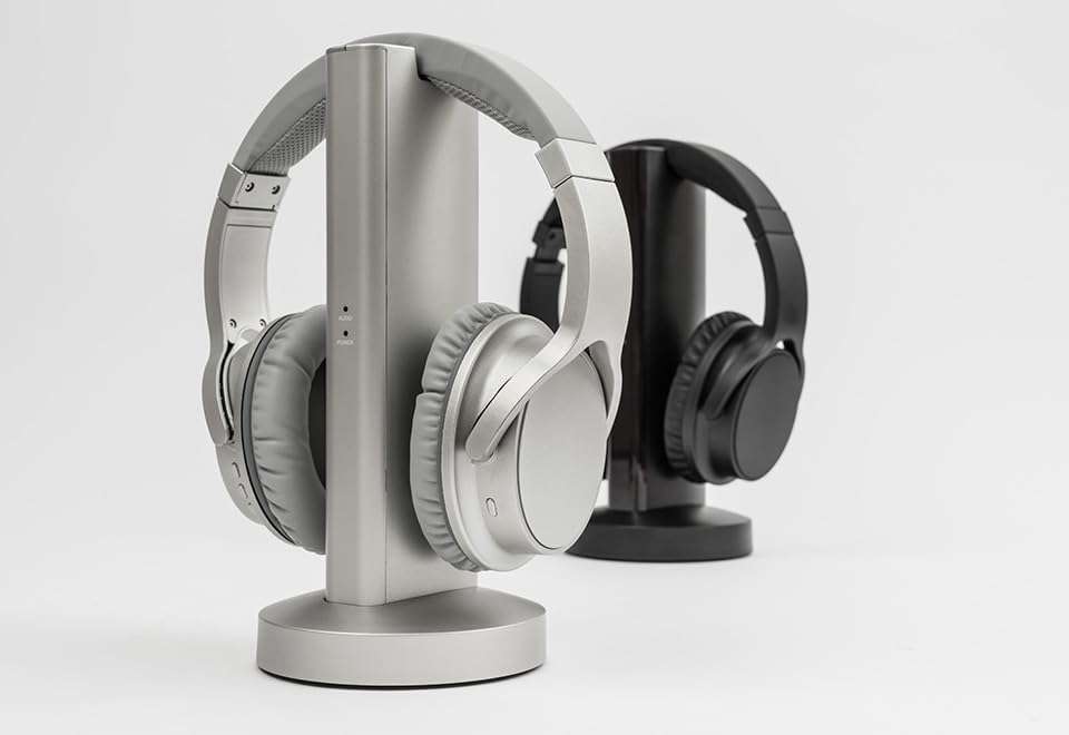Sharper Image TV Wireless Headphones Silver 3