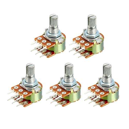 uxcell WH148 20K Ohm Variable Resistors Dual Turn Rotary Carbon Film Taper Potentiometer 5pcs 1
