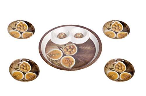 Homestrap Mayfair Melamine Multi Purpose Serving Set for Chaat, Paani Puri, Snacks, Thali, Platter Set - 5 Pc 1