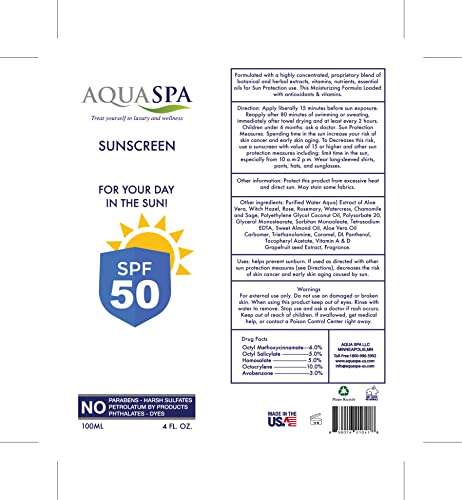 Aqua Spa Sunscreen SPF 50 2