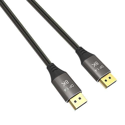 YIWENTEC Copper Cord Ultra HD 8K 4K DisplayPort Cable DP 1.4 8K@60Hz 4K@144Hz High Speed 32.4Gbps HDCP 3D Slim and Flexible DP to DP Cable (2M, 8K) 3