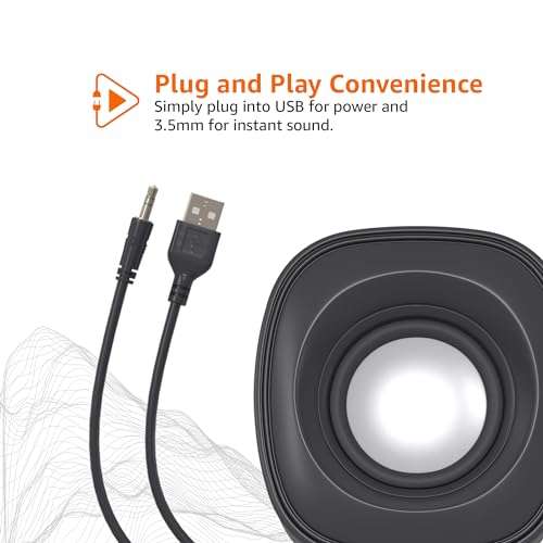 Amazon Basics USB-Powered PC Computer Speakers with Dynamic Sound (Silver) 5