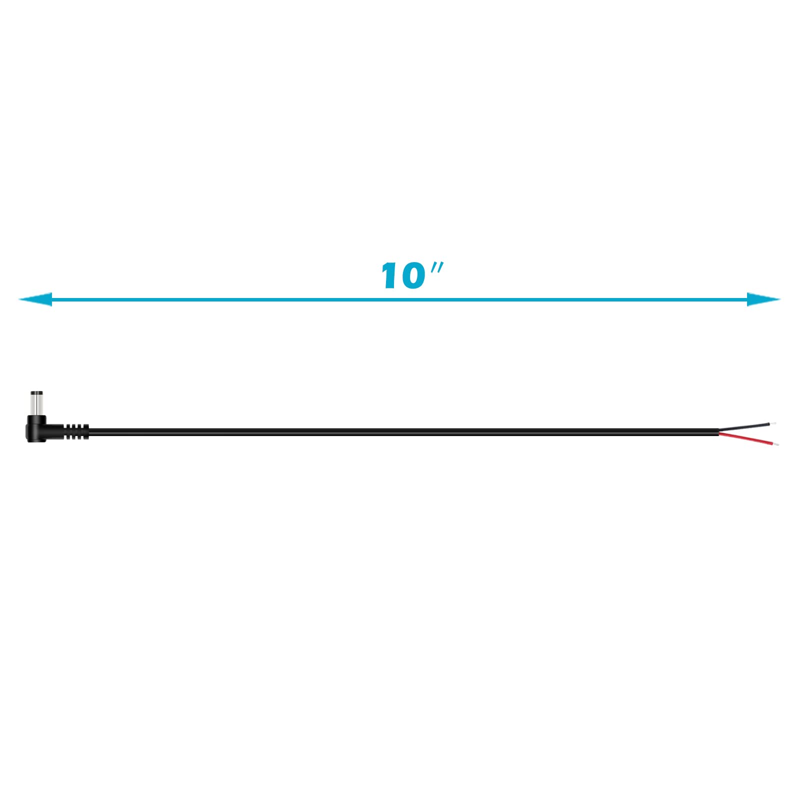 Fancasee (4 Pack) Replacement 5.5mm x 2.1mm 90 Degree Right Angle DC Power Male Plug Jack to Bare Wire Open End Pigtail Power Cable Cord for DC Power Supply Cable Repair 4