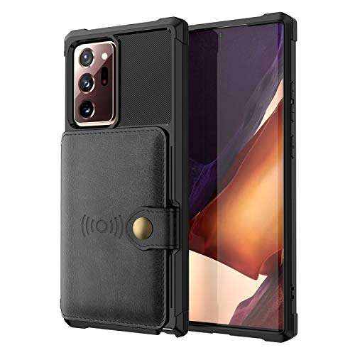 FHZXHY Galaxy Note 20 Wallet Case Card Holder with Magnetic Car Mount Function Phone Case (Support Wireless Charging) for Samsung Galaxy Note 20 5g/4g 6.7 inch 2020-Black 3