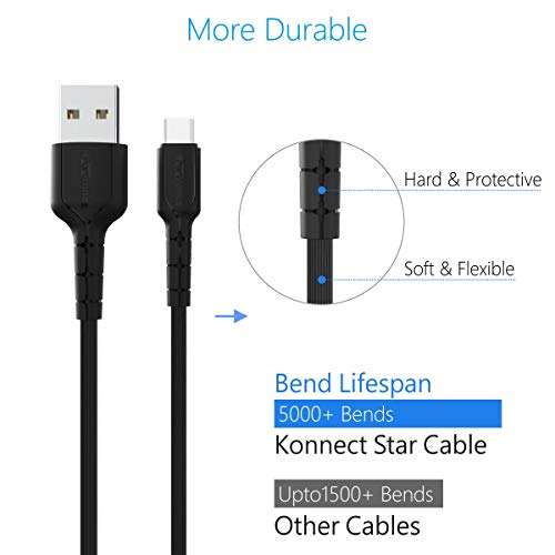 Portronics Konnect Star POR-167 Charge & Sync Function 1.2M Micro USB Cable(Black) 5