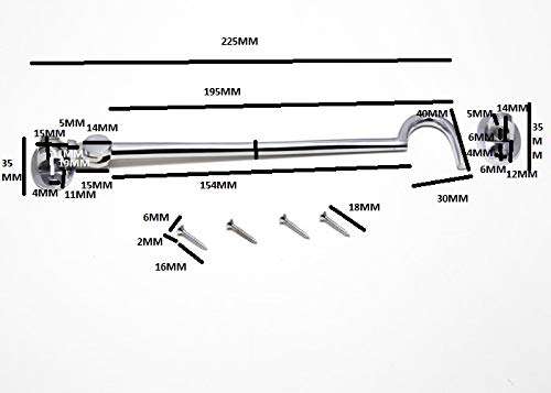 24 x Cabin Hooks Silent Type with Eyes 200MM 8" Chromed Brass + Screws 2