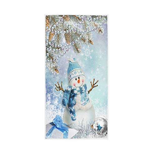 Merry Christmas Snowman Hand Towels 16x30 in Snowflake Pine Cones Bathroom Towel Ultra Soft Highly Absorbent Ball Winter Bath Towel Kitchen Dish Guest Towel Xmas Decorations 1