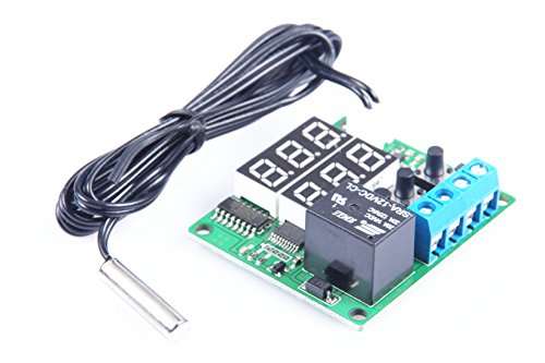 LM YN Digital Thermostat Module DC 12V -50℃ to 125℃ Electronic Temperature Control Module Switch Waterproof Sensor Probe Dual LED Display Red Green 6