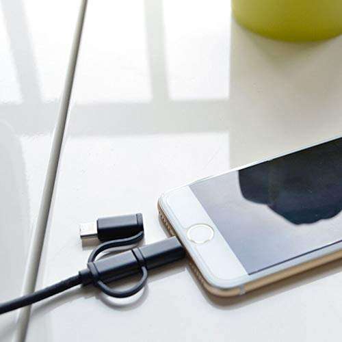 BoxWave Cable Compatible with JVC HA-C300 - AllCharge 3-in-1 Cable for JVC HA-C300 - Jet Black 5