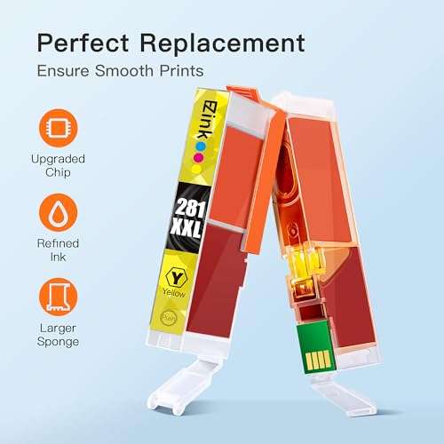 E-Z Ink Compatible TS9120 Ink Cartridge Replacement for Canon PGI-280XXL CLI-281XXL PGI 280XXL CLI 281XXL to use with PIXMA TS8320 TS8220 TS8120 (PGBK, Black, Photo Blue, Cyan, Magenta, Yellow) 6 Pack 4