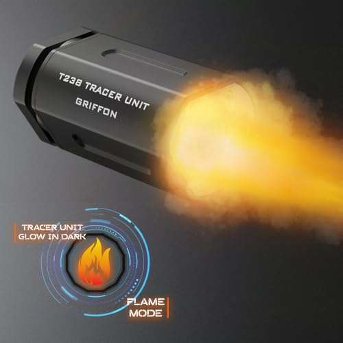 T238-Griffon Airsoft Tracer Unit, Spitfire Tactical Muzzle Flash Simulator for Airsoft Green Tracer BBS/Gel Balls with 14mm CCW Threaded Interface 3