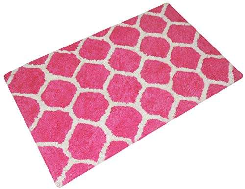 SW Home Care Featuring Self Designed Geometric100% Cotton Tufted Pink/White Bathmat, Water Absorbent, Anti Skid 50 X 80 cm 1