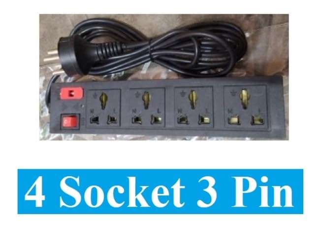 Electric Socket with Switch and Fuse (ES1) (for Light Products) 6 A Three Pin Socket () 3