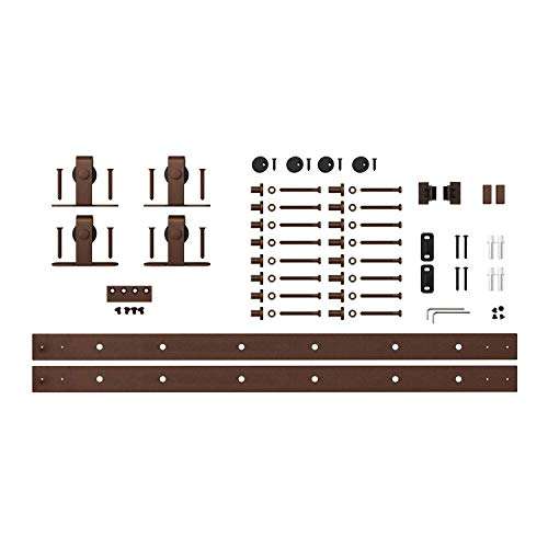 Architectural Products 10 Foot (120 inch) Mini Barn Door Hardware 2-Piece Kits for Double Cabinet Doors Top Mount Design in Oil Rubbed Bronze FSDH-TOPMT-OB-10-DD trimmable Down to 115" 3