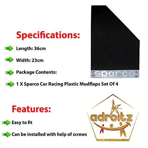 Adroitz Black Sparco Racing Style Rubberized Car Mudflaps for Ritz (Set of 4) 4