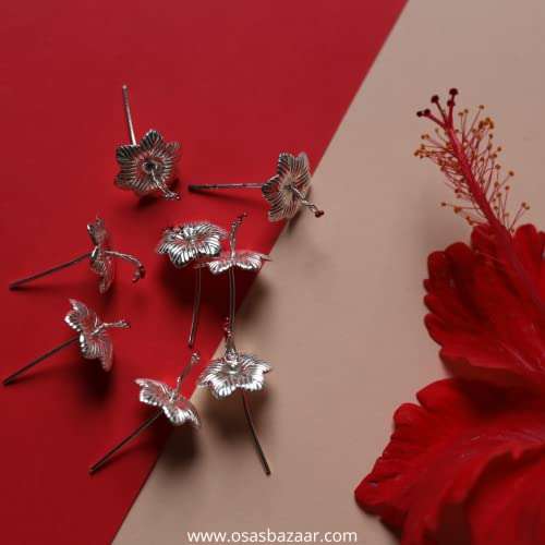 Osasbazaar Pure Silver Artificial Flowers for Puja, Temple at Home, Workplace and Gifting - 97%-99% Pure BIS Hallmarked (Silver, 6 Pieces) 2