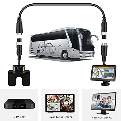 EKYLIN 65FT 20M Car Video Extension Cable 4Pin Aviation for CCTV Rearview Camera Truck Trailer Camper Bus Motorhome Vehicle Backup Monitor Waterproof Shockproof System 2
