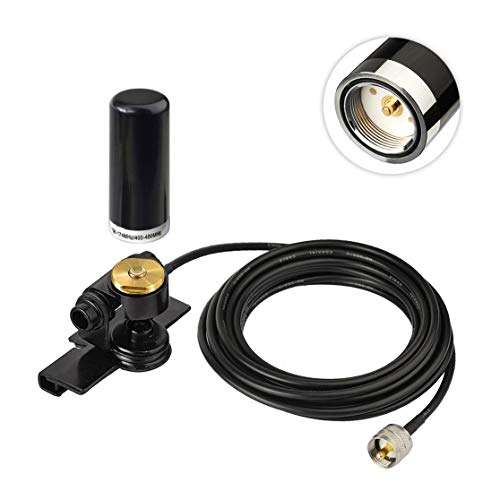 Bingfu Vehicle Mobile Ham Radio Antenna VHF UHF 136-174MHz 400-470MHz Car Truck Amateur Radio NMO Mount Low Profile Antenna with Lip Mount Fixed Bracket PL259 Male 5m 16.5 feet RG58 Cable 1