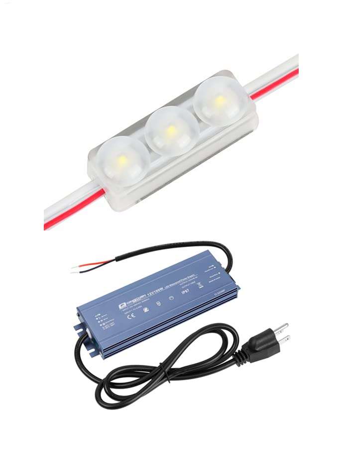 Q QINGCHEN Mini LED Module DC12V 3000K Warm White 0.5W Waterproof with Power Supply 1