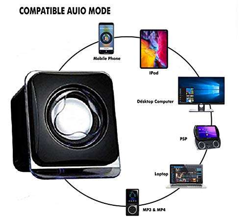 BigPlayer Mini USB2.0 Speaker Compatible with PC, Laptop and Tablet (Black) 2