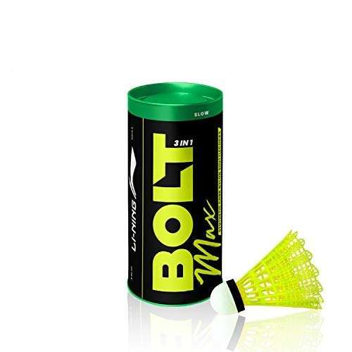 Li-Ning Bolt Max (3 in 1) Nylon Badminton Shuttlecocks (Yellow)