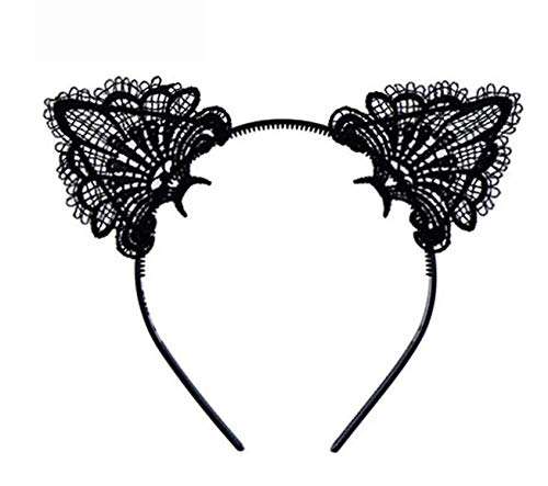 VIKSON INTERNATIONAL Sexy Lovely Women Fashion Lace Cat Ears Headband Hair Accessories Black Halloween Costume Party Cosplay Creative Gift for girls women 3
