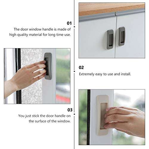 DOITOOL Door Knob Handle, 8pcs Rectangular Adhesive Auxiliary Door Window Handle Sliding Door Handle 5