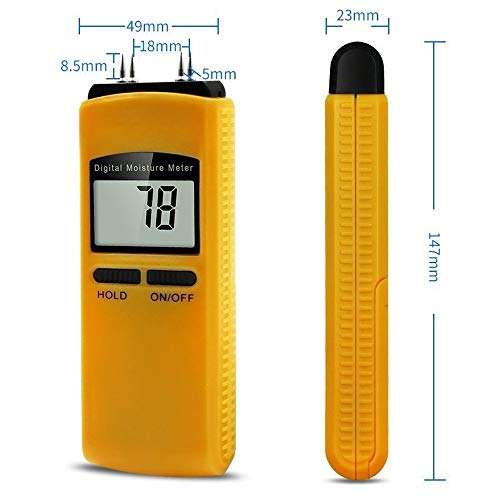 WZCUICAN Moisture Meters 4Pins Wood Moisture Meter Tree Digital Bamboo Paper Meter Tester Tree Detector Humidity Tester Timber Damp Detector 2