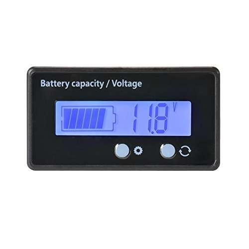 LCD Battery Capacity Monitor Gauge Meter,Waterproof 12V/24V/36V/48V Lead Acid Battery Status Indicator,Lithium Battery Capacity Tester Voltage Meter Monitor Blue Backlight for Vehicle Battery 1