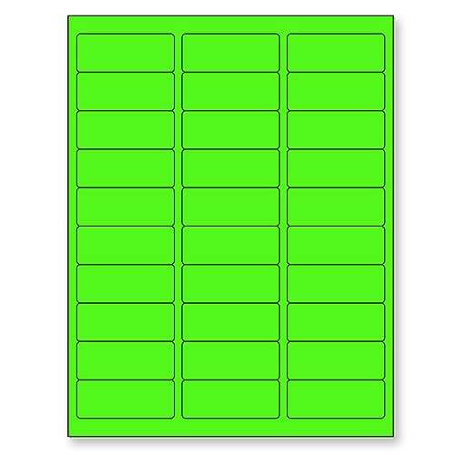 NextDayLabels - 8-1/2 x 11" Neon Color High Light Fluorescent Labels for Laser & Inkjet Printer (Green Fluorescent, 1" x 2-5/8" - 30 Per Page | 750 Labels) 1