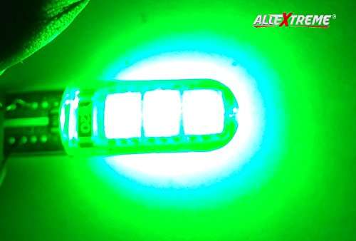 Allextreme EXT10G2 Universal T10 LED Parking Light 6 SMD Super Bright Interior Pilot License Plate Dome Indicator Lamp Bulb for Car Bike and Motorcycle (3W, Green, 2 PCS)