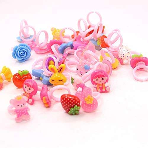 MM RETAILS Little Girl Cute Lovely Jewellery Rings Girl Pretend Play and Dress Up Rings for Party Rings Set Cartoon Cute Kids Accessory Gift for Children (Pack of - 12) 4