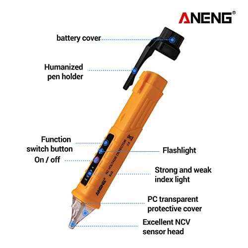 QIHONG Multifunctional AC 12V-1000V Voltage Detector Tester Pen with Sound & Alarm LEDs,Auto Power Off,Electric Tester 2