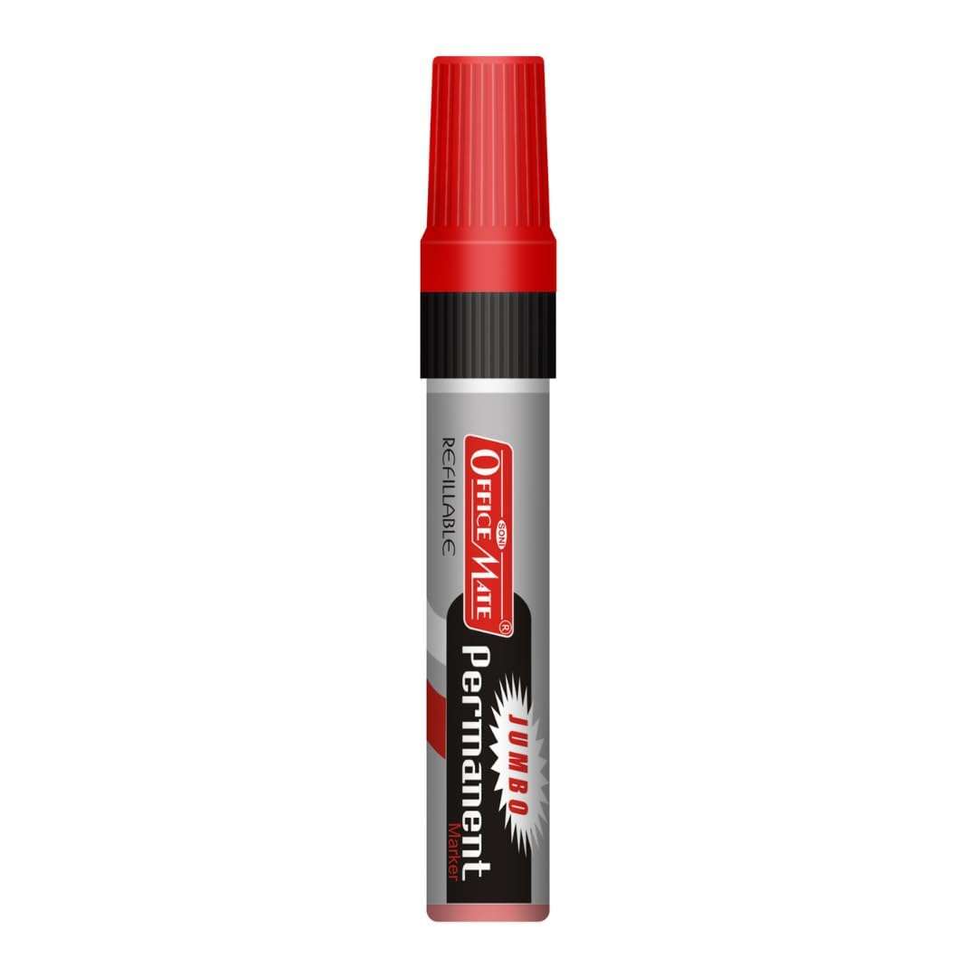 Soni Officemate Jumbo Permanent Marker -(Red 2pcs) 1