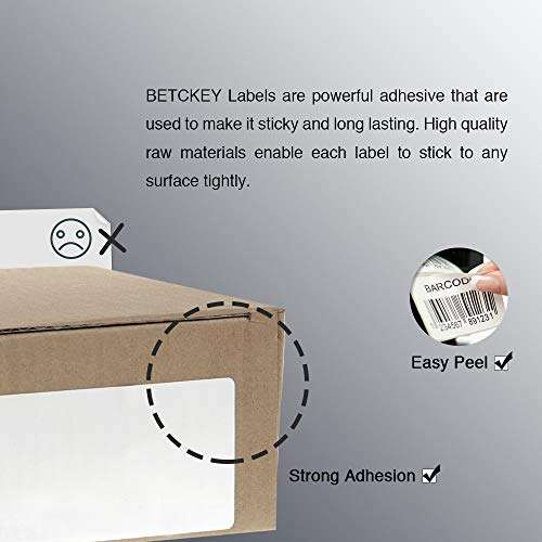BETCKEY - 2.625" x 1" (67 mm x 25 mm) File Folder & Address Labels Compatible with Zebra/Rollo Label Printer,Premium Adhesive & Perforated [6 Rolls, 12000 Labels] 4
