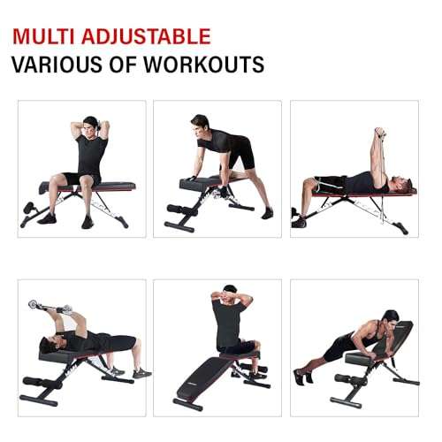 WELCARE Multi Adjustable Weight Bench for Home Gym - Foldable Workout Bench Press with Heavy Duty Steel, Folding Sit up Flat Incline Decline Strength Training Bench for Full Body Exercise 6