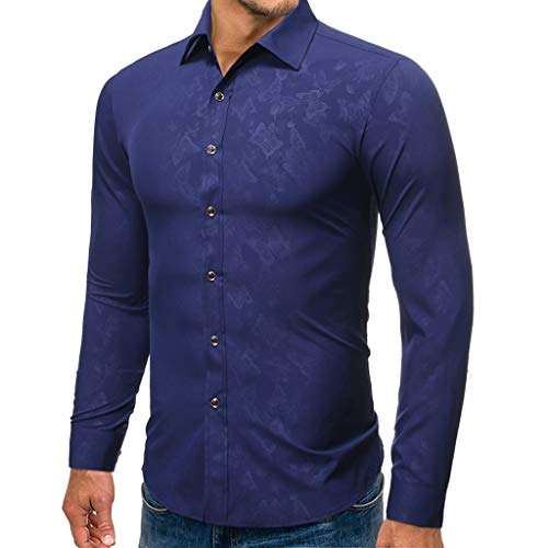 Mens Novelty Butterfly Printed Shirts Long Sleeve T-Shirt Casual Slim Fit Dress Shirts Navy 3