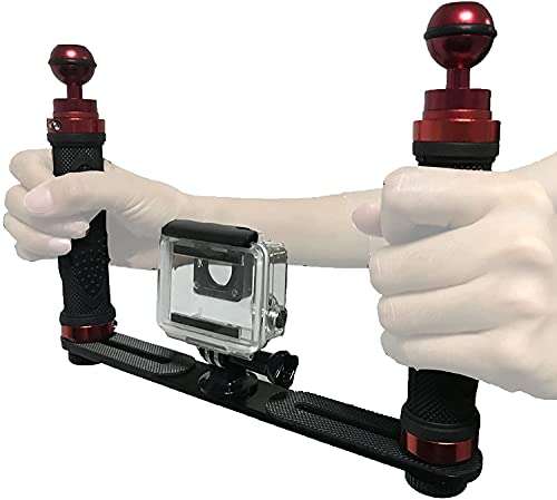 Aluminium Alloy Underwater Handheld Support Stabilizer Holder Video Light Dive Light Stand Tray with Two 1'' Ball Handle for Action Camera and Any Other Camera with 1/4 inch Screw Hole 4