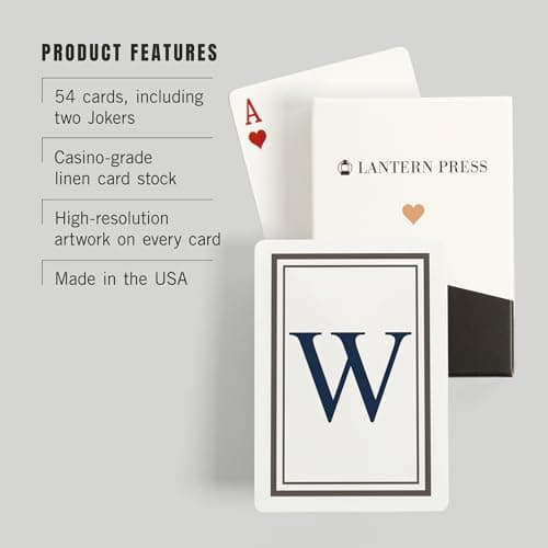 Lantern Press Monogram, Estate, Gray and Blue, W (52 Playing Cards, Poker Size Card Deck with Jokers) 3
