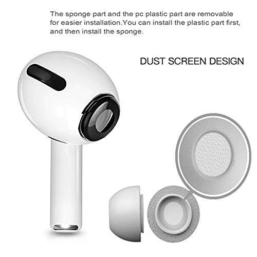 TORRYZA Pack of 3 Sizes Premium Memory Foam Ear Tips for Airpods Pro, Replacement Earpads Noise Reduction – Gray 5