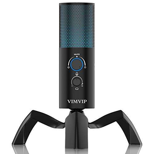 VIMVIP USB Microphone for Computer, USB Condenser Microphone PC Gaming MIC for Recording & Streaming with Mute Button, Headphone Jack, 2 Pickup Patterns 1
