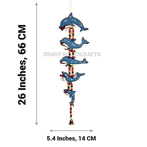 DRAVY HANDICRAFTS Hanging Fish Hand-Painted Door Latkan Toran for Pooja Decorative Wall Hanging Balcony Decoration Hanging Decorative Items For Room Wall Décor for Home Main Door (Set Of 1 Unit) (Length-26 inch) (Multicolour 1) 4