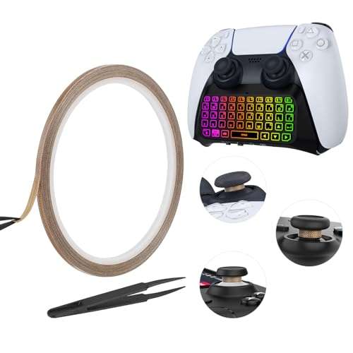 MoKo RGB Backlight Keyboard for PS5 Controller, Bluetooth Wireless Mini Gamepad Chatpad/10M Joystick Protector Ring Sticker Compatible with Steam Deck/PS Portal/ PS5/PS4/Xbox/ROG Ally/Legion Go/8 BitD