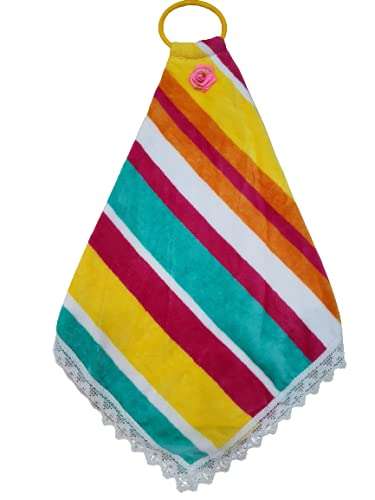Aesthetic Hanging Towel | Designer Cotton Towel | Washbasin Napkin Hand Towel | Super Absorbent | Double Sided | Suitable for Washbasin & Kitchen Bothroom | Printed Towel Multicolor | Set of 4 6