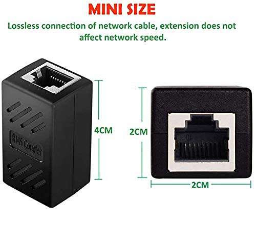 BUYFLUX RJ45 Joiner Adapter Ethernet Extender Coupler Female to Female Plug LAN Network Double Socket LAN Internet CAT 5/CAT 6 Adapter (Black) (1) 6