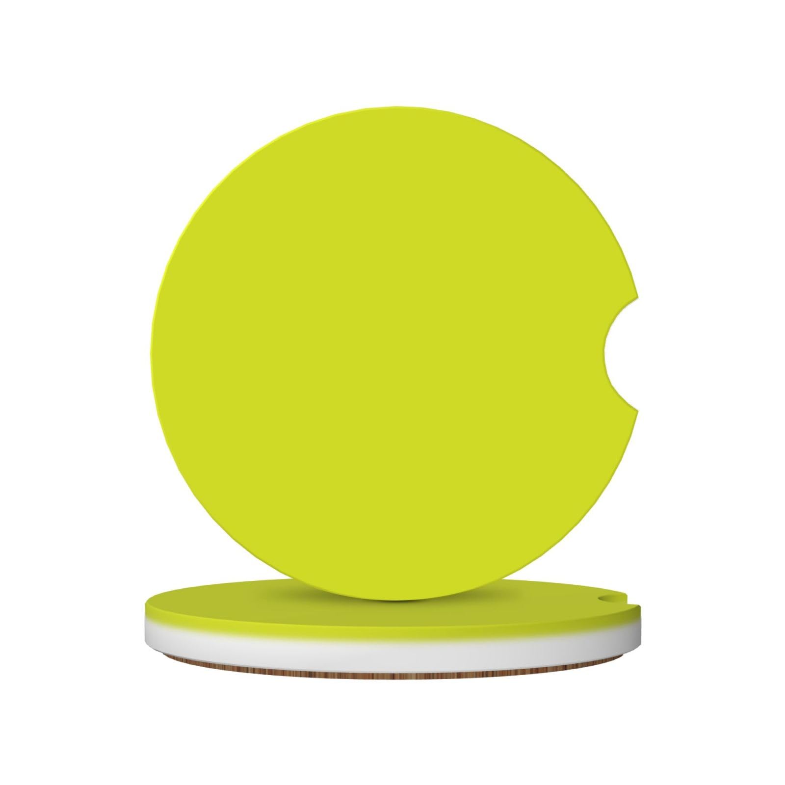 Xiso Ver Yellow Car Cup Coasters 2 Pack Ceramic Cup Holders 2.56" Cork Base Drink Coasters with Finger Notch for Easy Move of Car Cup Holder 1